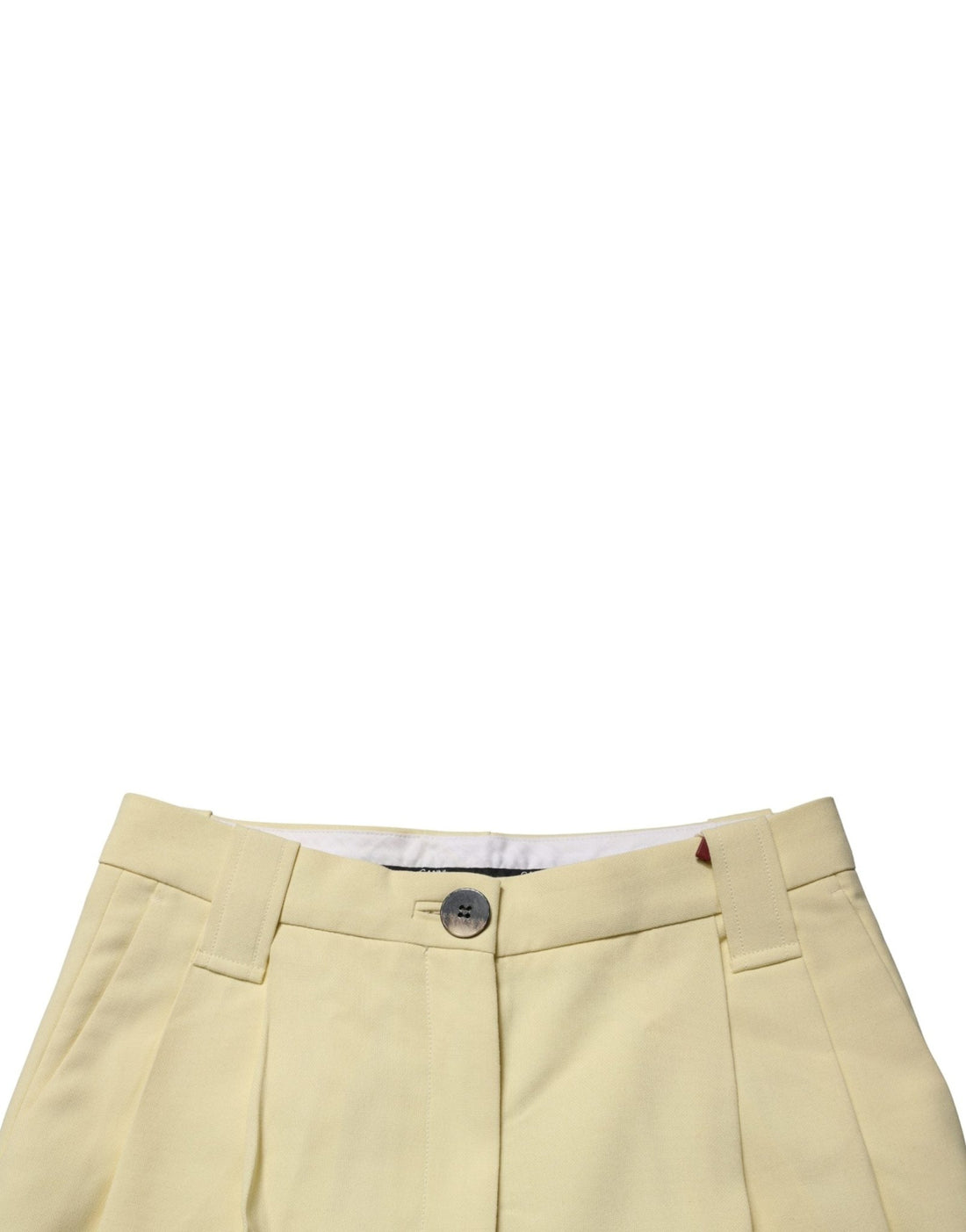 Ganni Yellow High Waisted Straight Pleated Trouser Pants - RIMODA