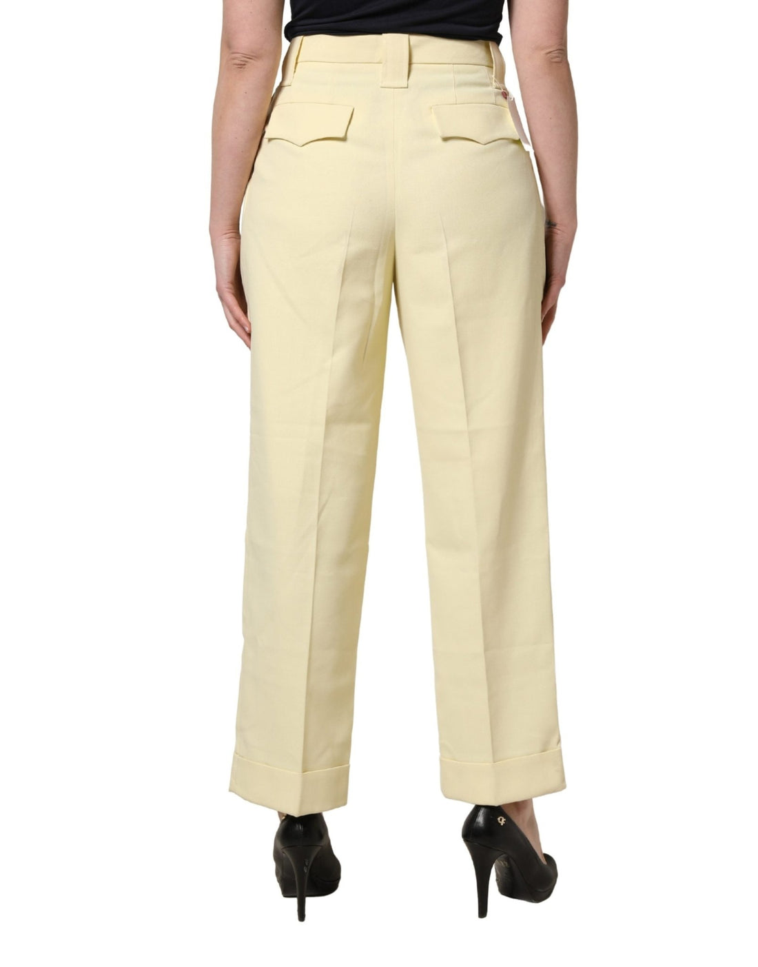 Ganni Yellow High Waisted Straight Pleated Trouser Pants - RIMODA