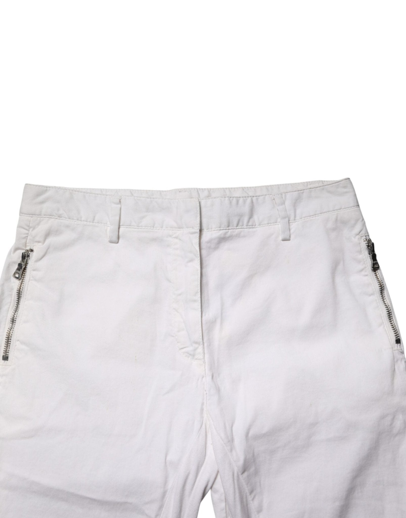 Gaudi White Mid Waist Skinny Chino Cotton Trouser Pants - RIMODA