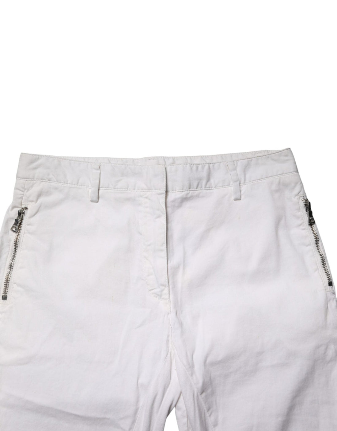Gaudi White Mid Waist Skinny Chino Cotton Trouser Pants - RIMODA
