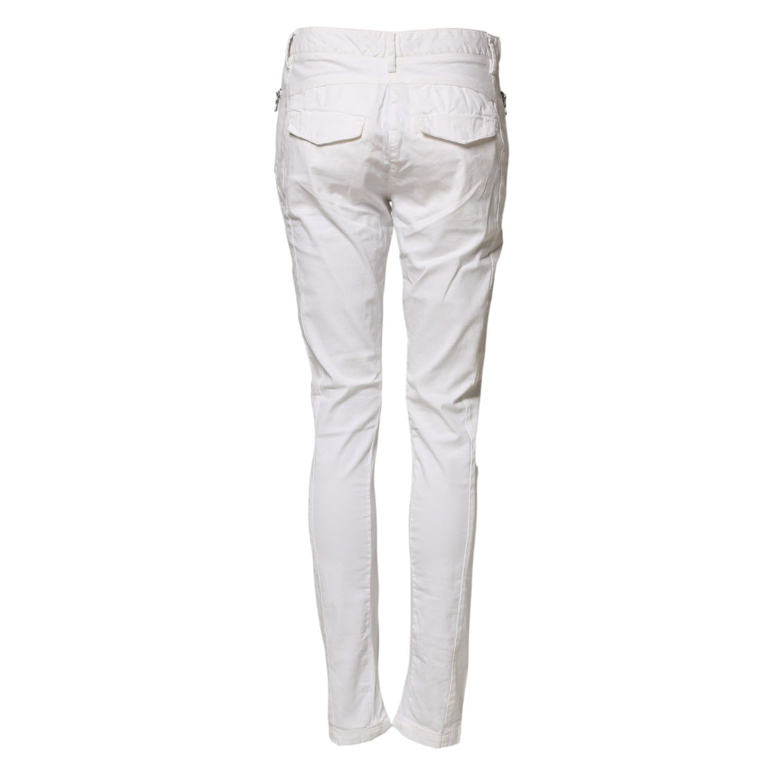 Gaudi White Mid Waist Skinny Chino Cotton Trouser Pants - RIMODA