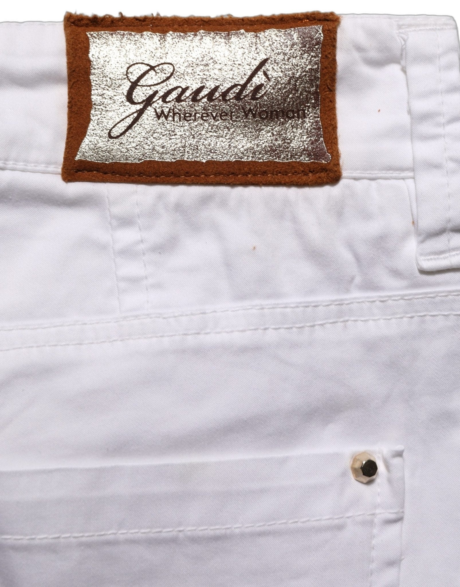 Gaudi White Mid Waist Straight Cropped Cotton Trouser Pants - RIMODA