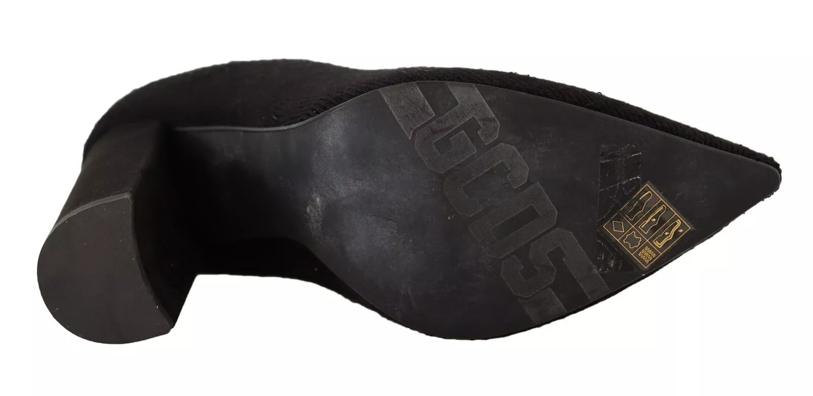 GCDS Black Suede Logo Socks Block Heel Ankle Boots Shoes - RIMODA
