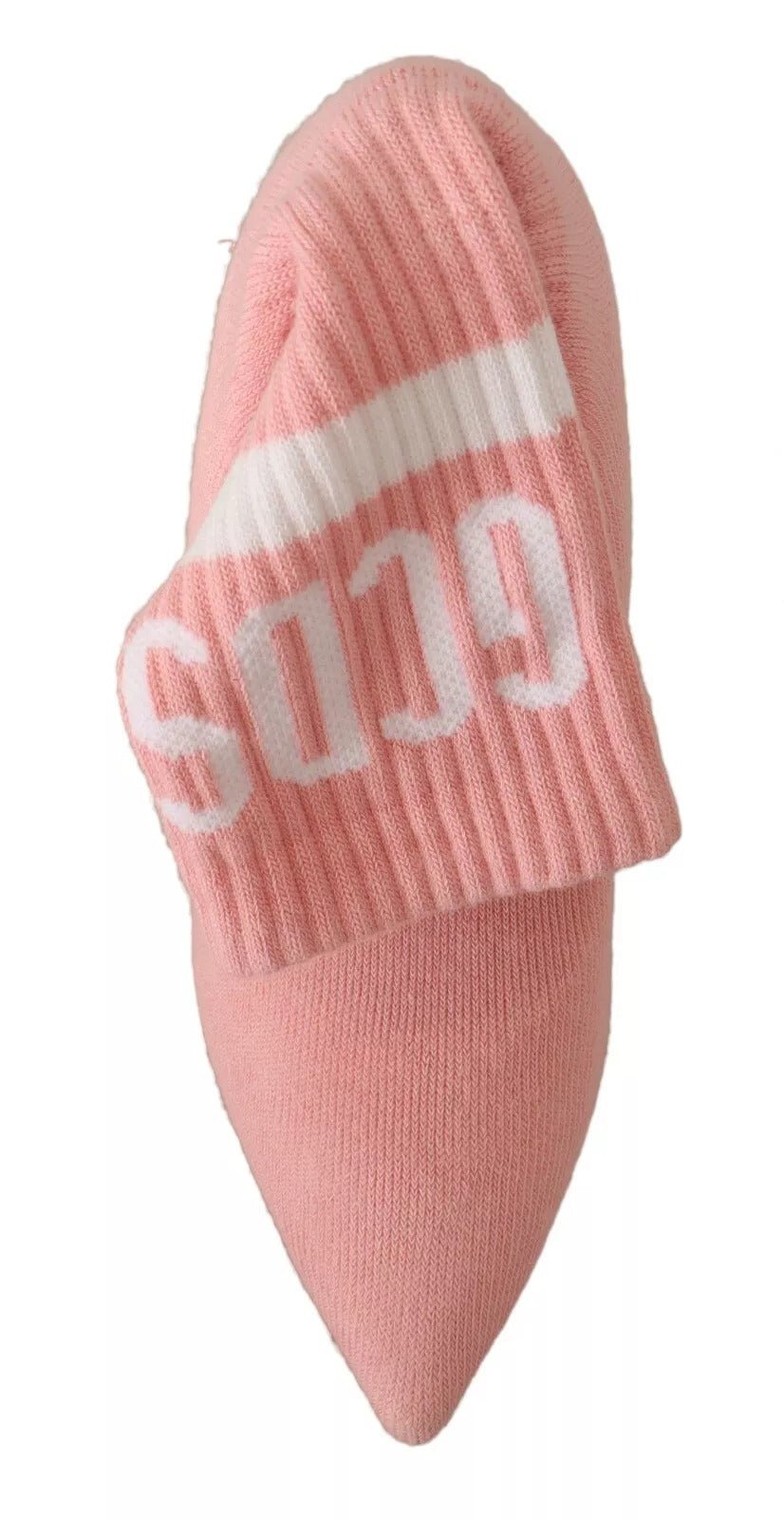 GCDS Pink Suede Logo Socks Block Heel Ankle Boots Shoes - RIMODA