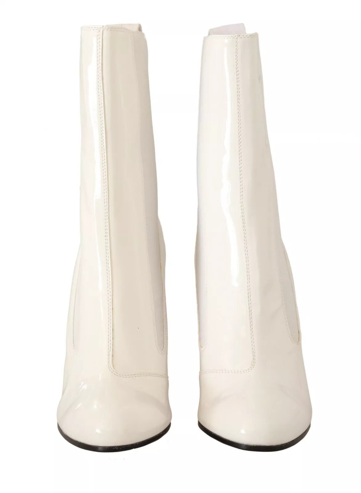 GCDS White Leather Fabric Red Logo Heel Ankle Boots Shoes - RIMODA