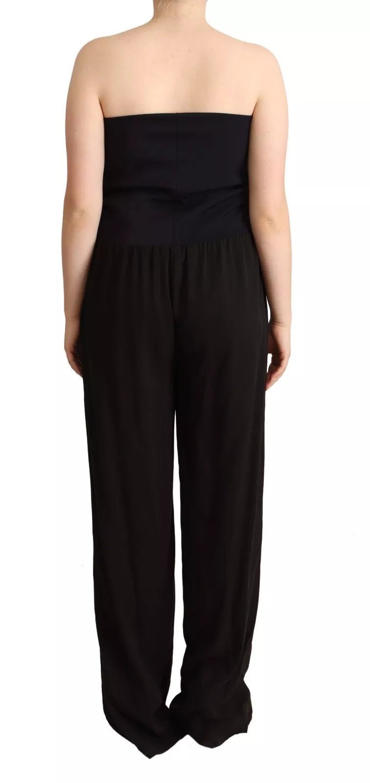 GF Ferre Black Lyocell Strapless Straight Trouser Jumpsuit - RIMODA