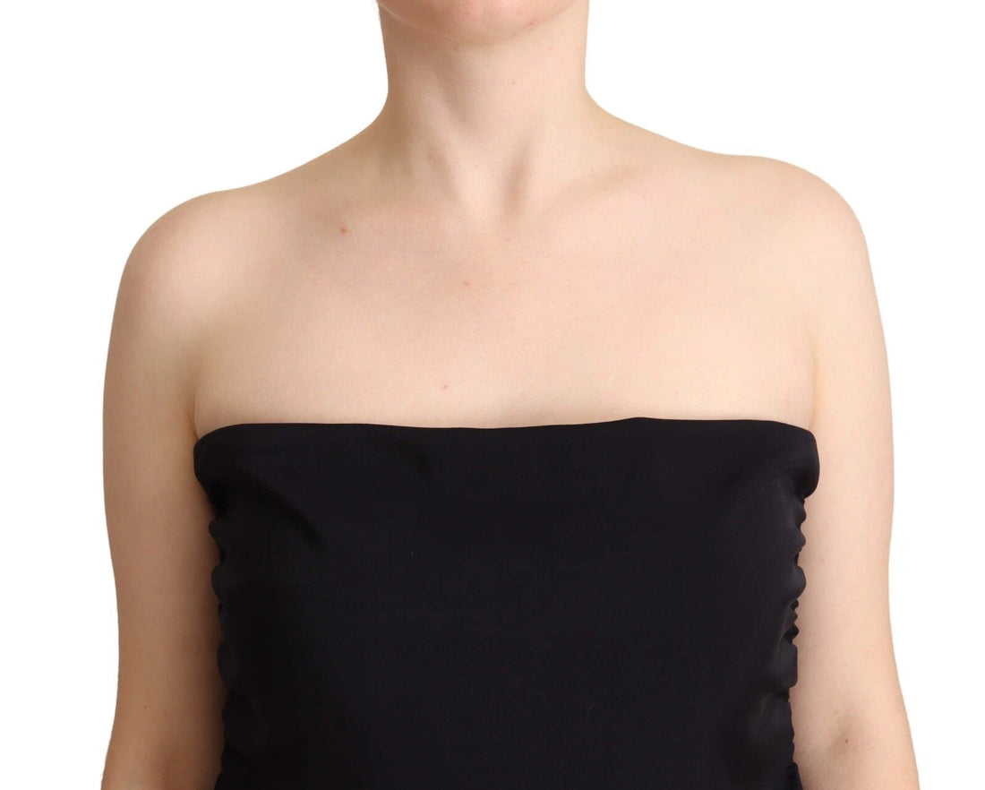 GF Ferre Black Lyocell Strapless Straight Trouser Jumpsuit - RIMODA