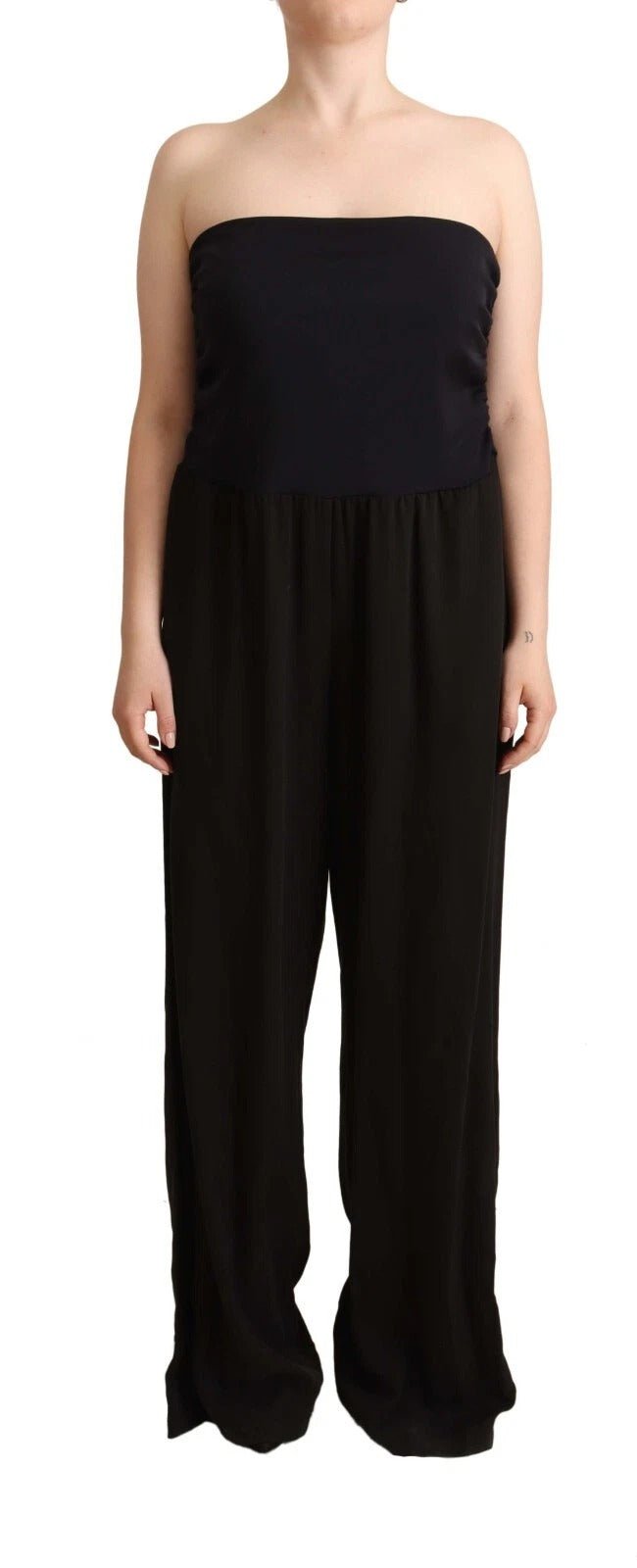 GF Ferre Black Lyocell Strapless Straight Trouser Jumpsuit - RIMODA