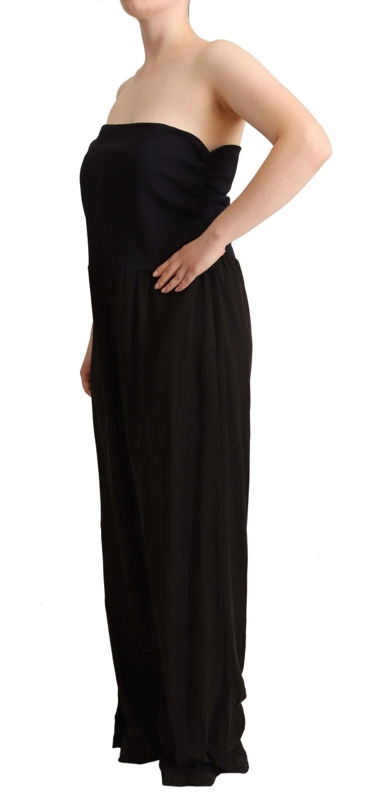 GF Ferre Black Lyocell Strapless Straight Trouser Jumpsuit - RIMODA