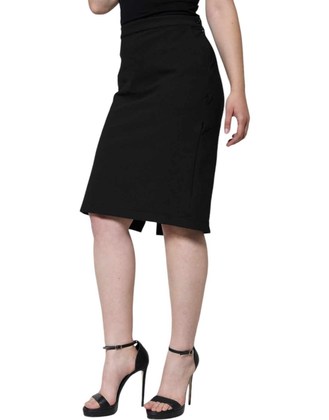 GF Ferre Black Straight Pencil Cut Knee Length Skirt - RIMODA