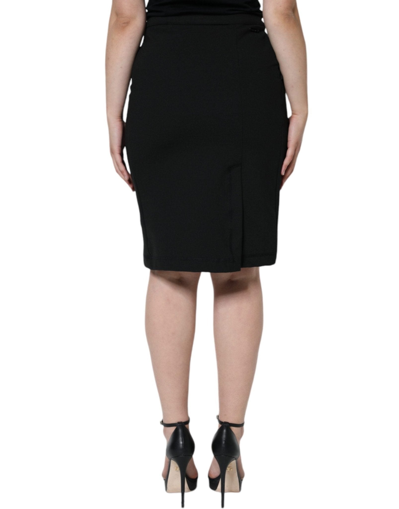 GF Ferre Black Straight Pencil Cut Knee Length Skirt - RIMODA
