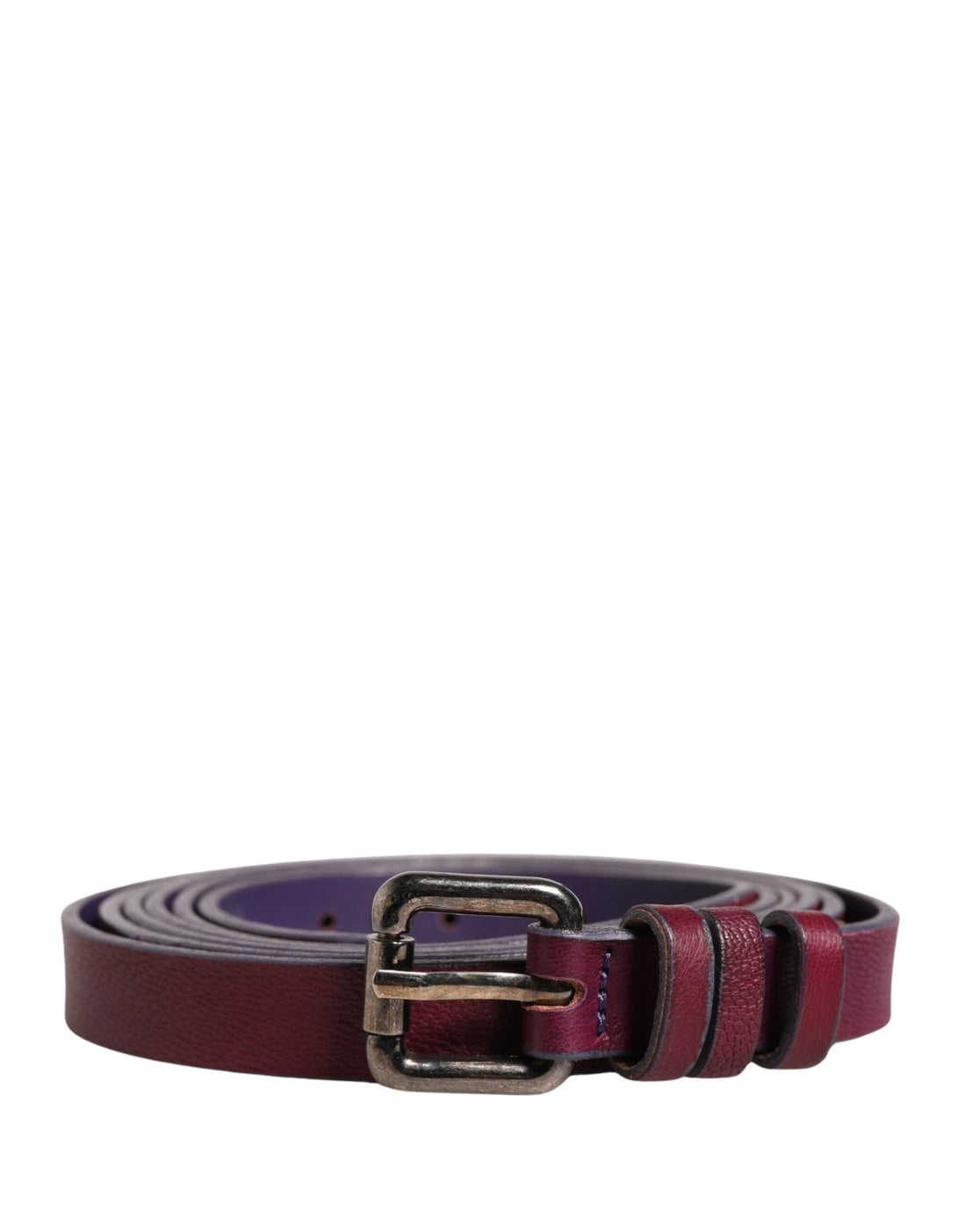 GF Ferre Maroon Leather Silver Metal Buckle Waist Women Belt - RIMODA