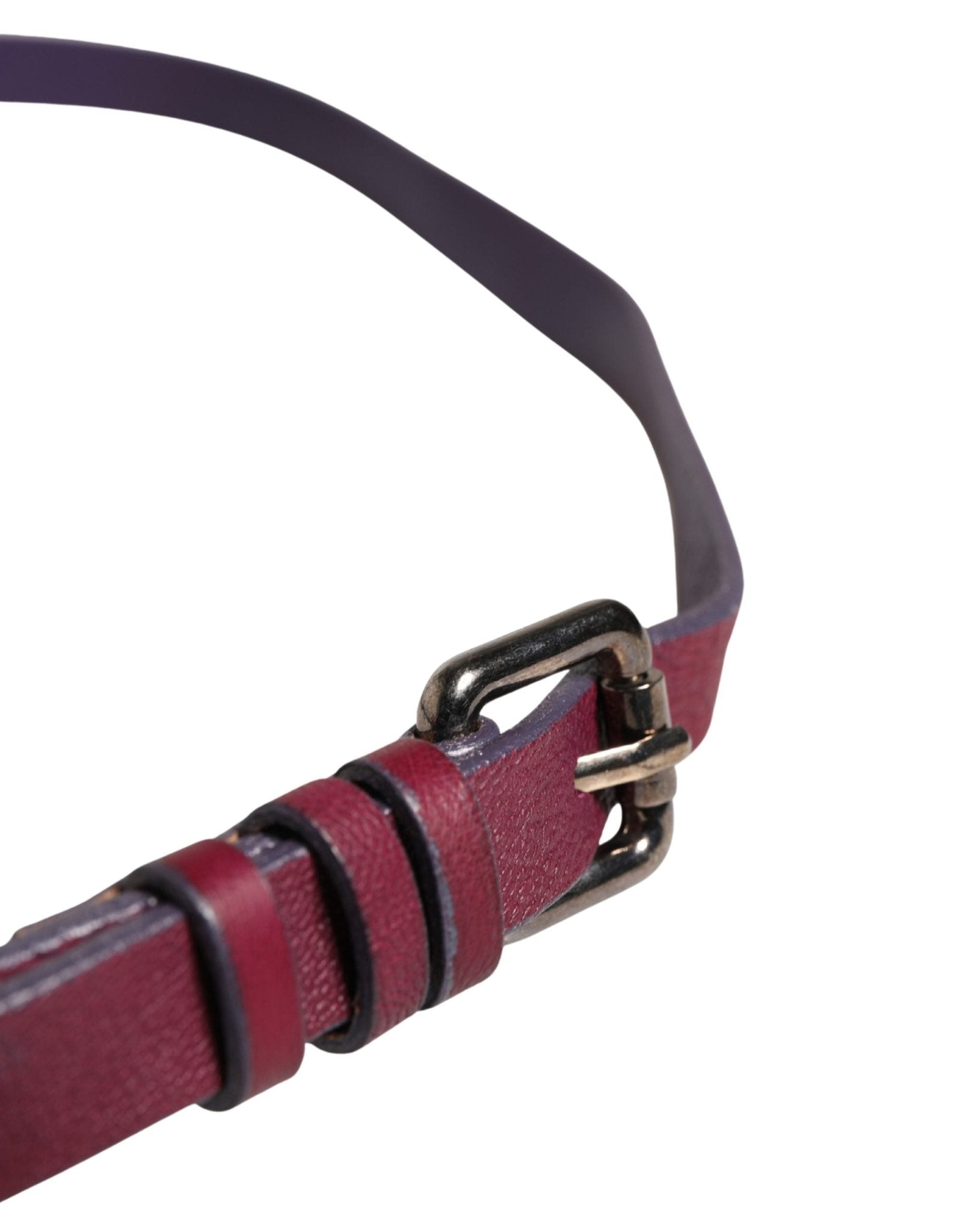 GF Ferre Maroon Leather Silver Metal Buckle Waist Women Belt - RIMODA