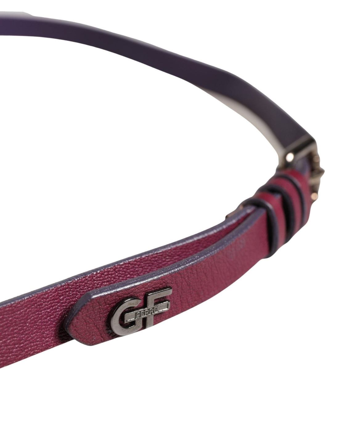 GF Ferre Maroon Leather Silver Metal Buckle Waist Women Belt - RIMODA