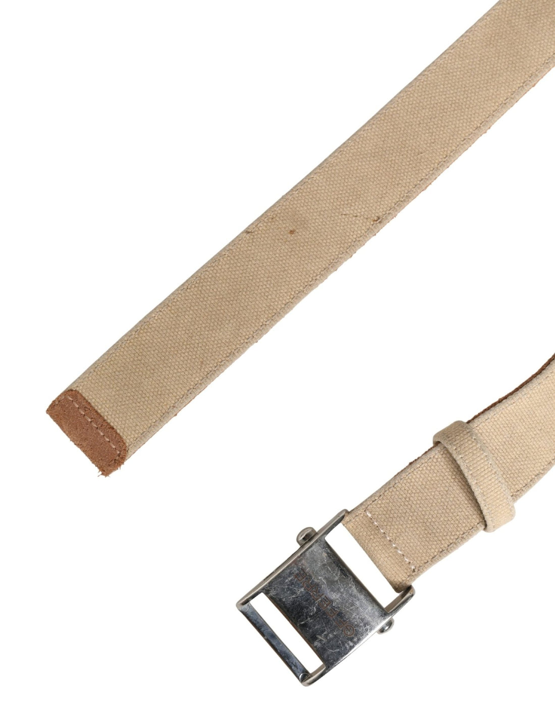 GF Ferre Men Beige Canvas Silver Metal Buckle Cintura Belt - RIMODA
