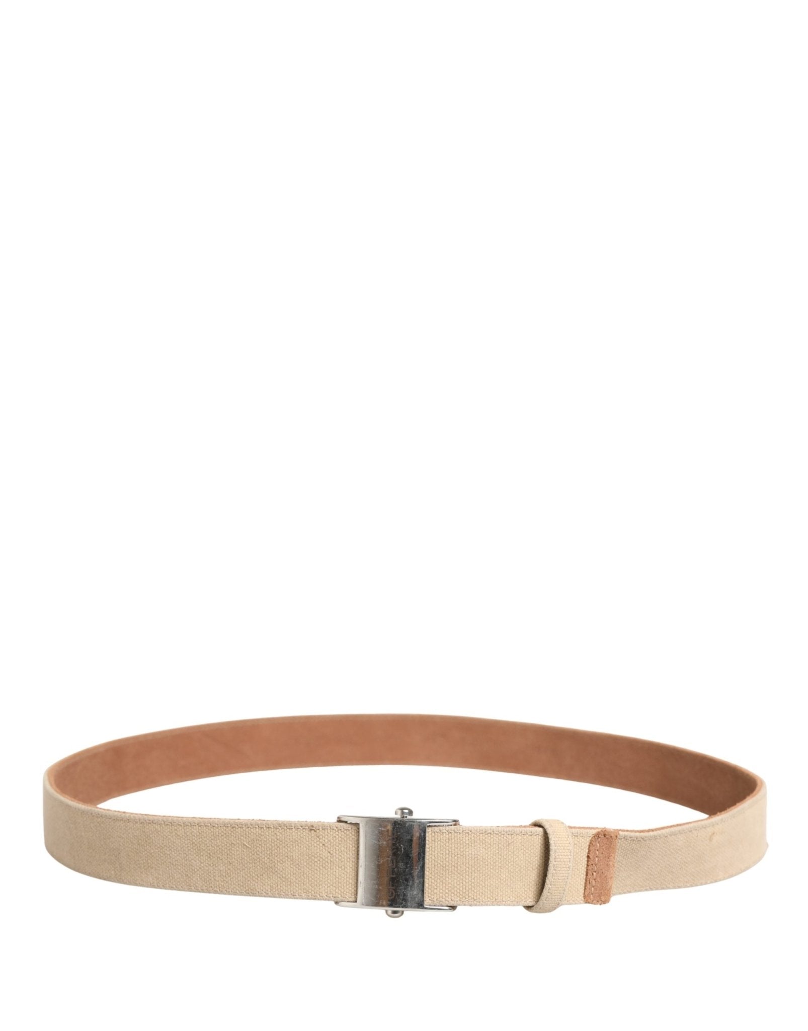 GF Ferre Men Beige Canvas Silver Metal Buckle Cintura Belt - RIMODA