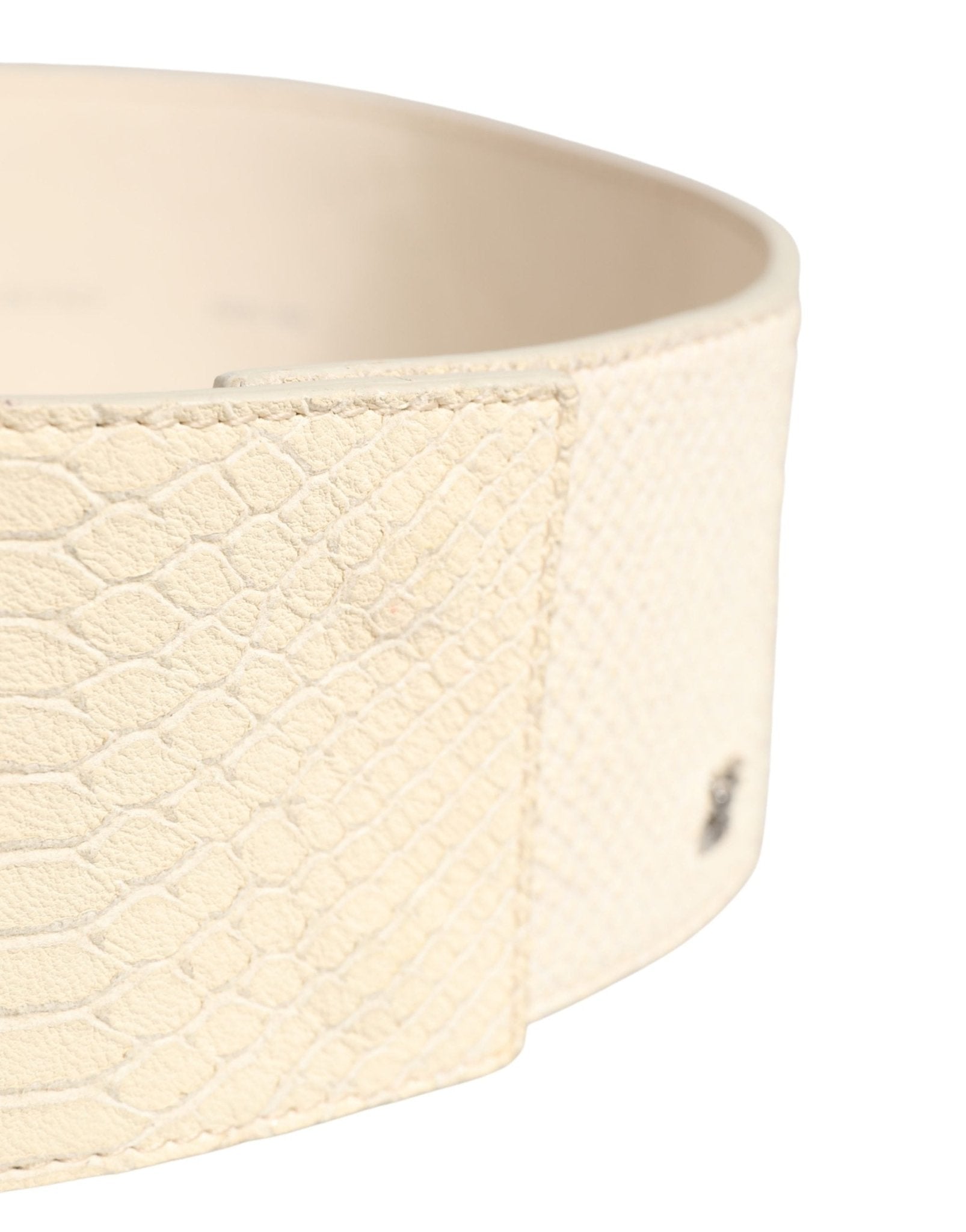 GF Ferre Off White Waxed Cotton Wide Fashion Waistband Belt - RIMODA