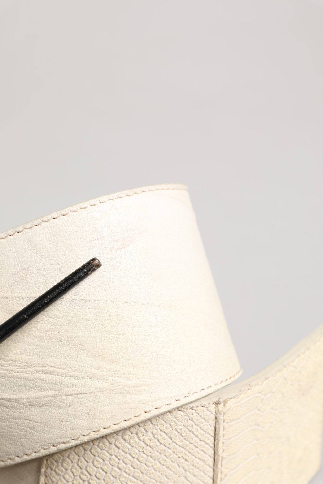GF Ferre Off White Waxed Cotton Wide Fashion Waistband Belt - RIMODA