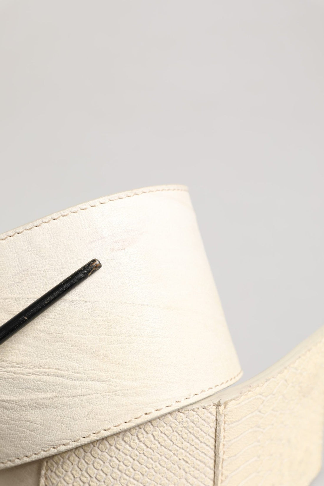 GF Ferre Off White Waxed Cotton Wide Fashion Waistband Belt - RIMODA