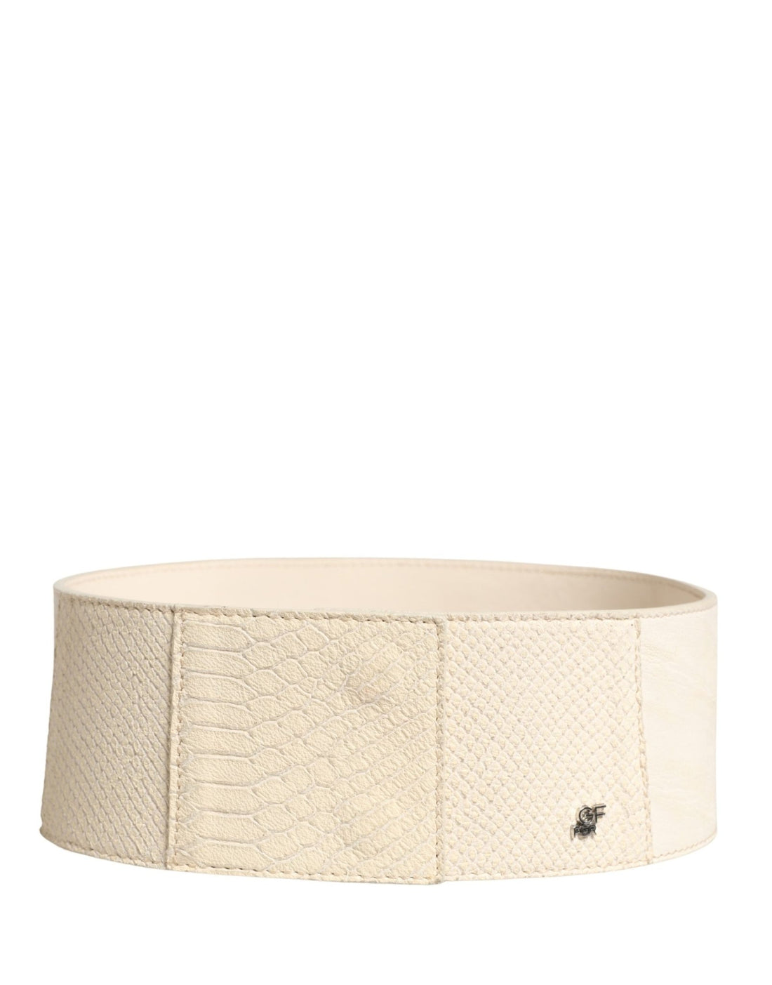 GF Ferre Off White Waxed Cotton Wide Fashion Waistband Belt - RIMODA