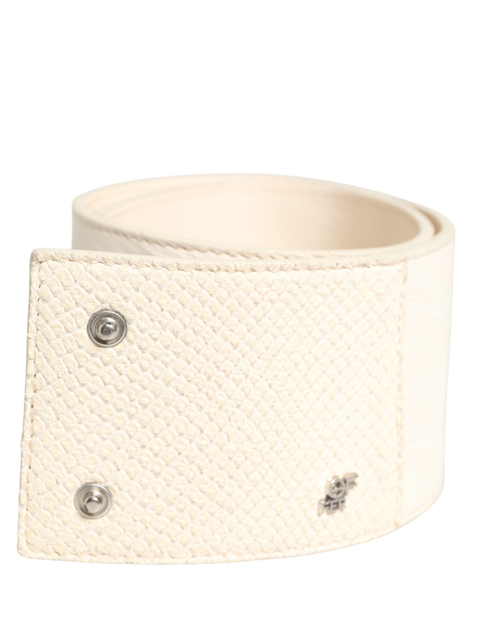 GF Ferre Off White Waxed Cotton Wide Fashion Waistband Belt - RIMODA