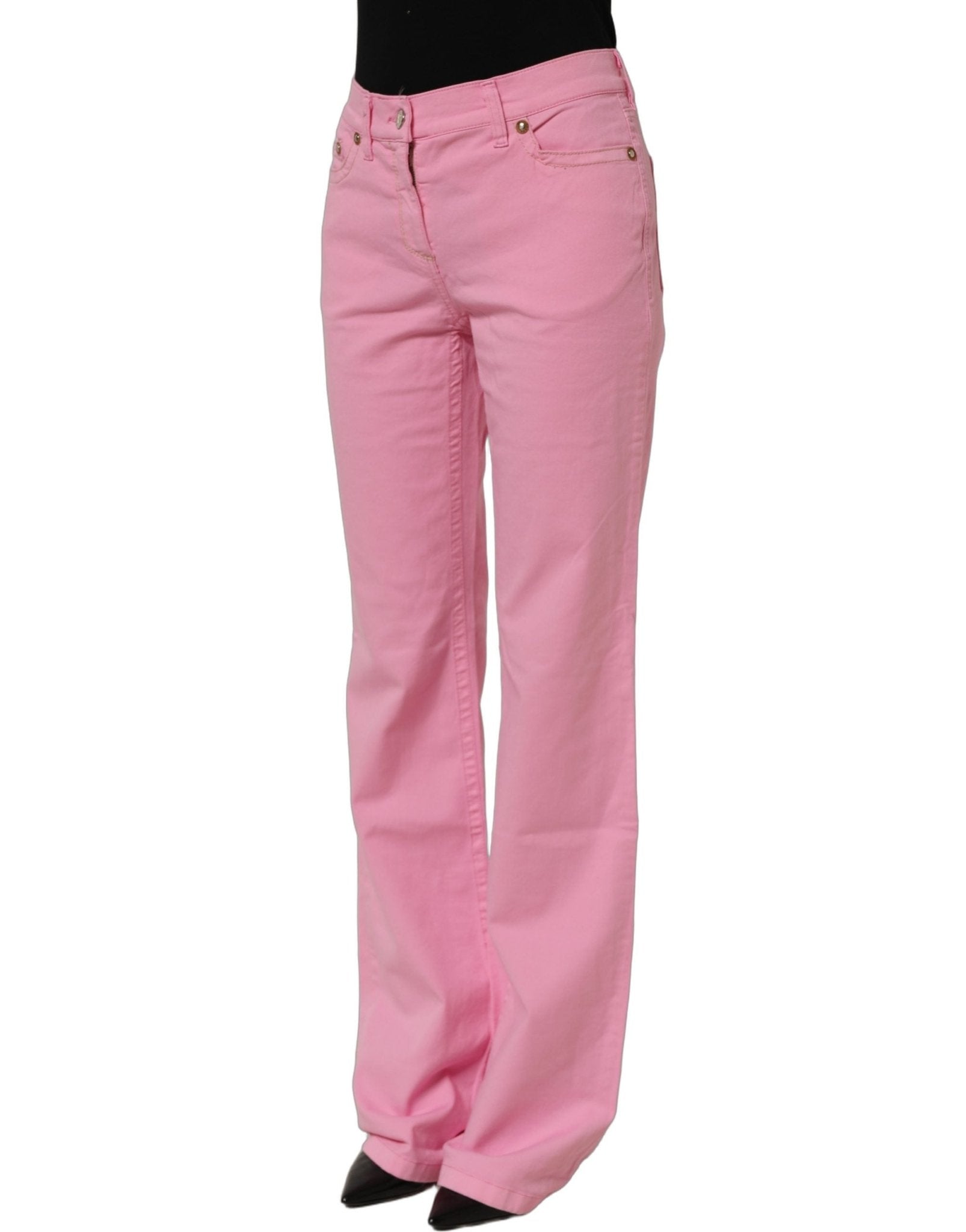 GF Ferre Pink Mid-Waisted Flared Denim Casual Jeans - RIMODA