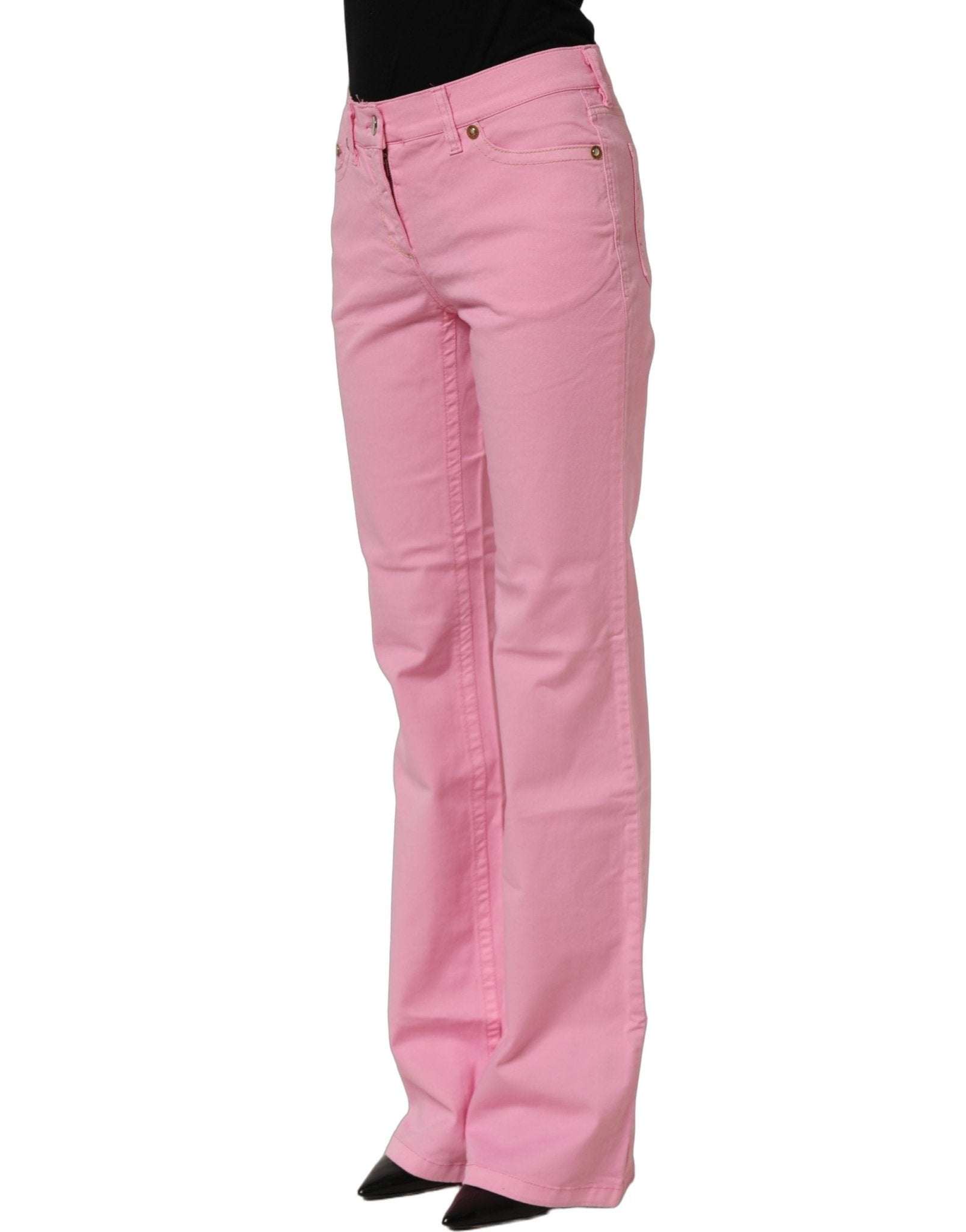 GF Ferre Pink Mid-Waisted Flared Denim Casual Jeans - RIMODA