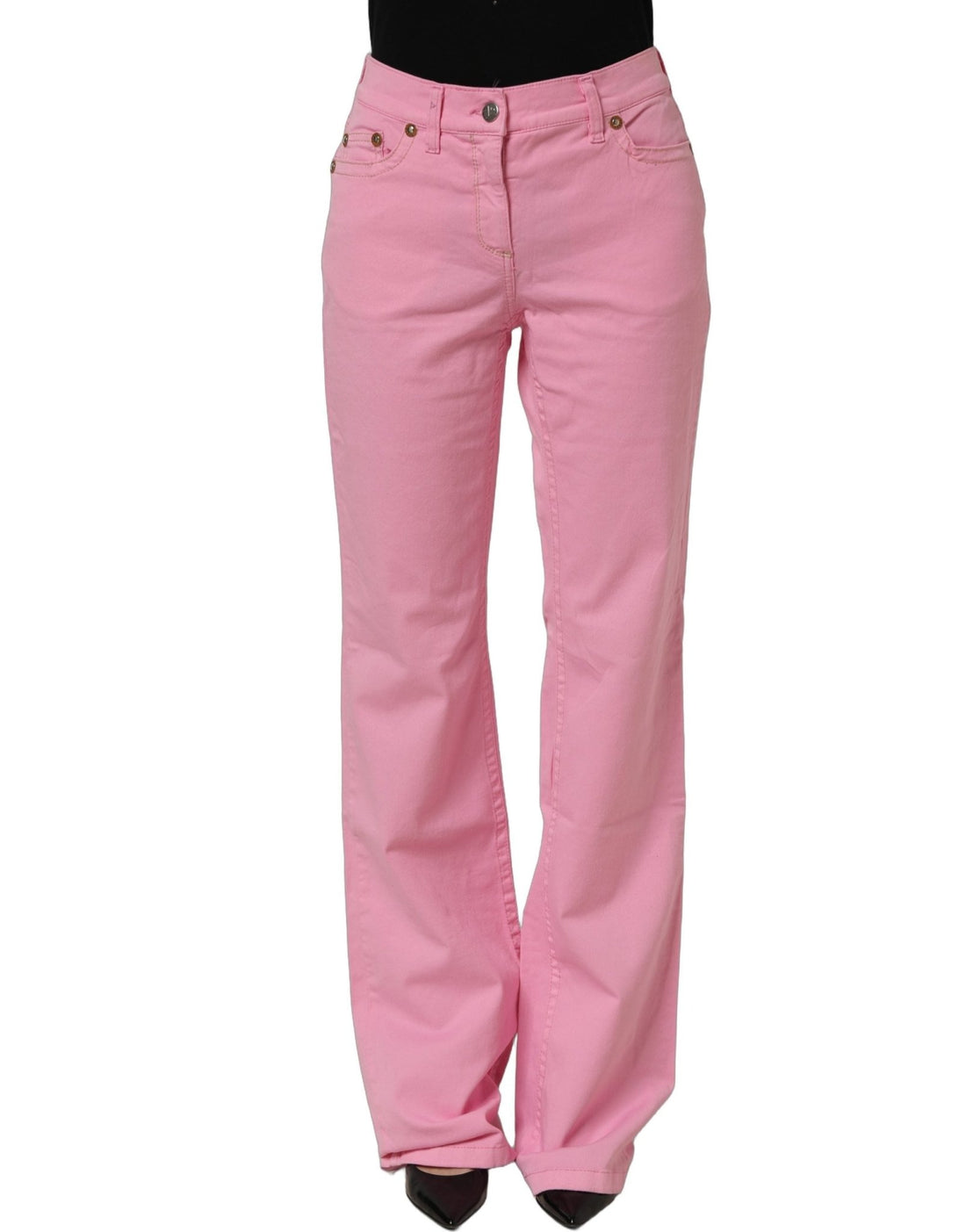 GF Ferre Pink Mid-Waisted Flared Denim Casual Jeans - RIMODA