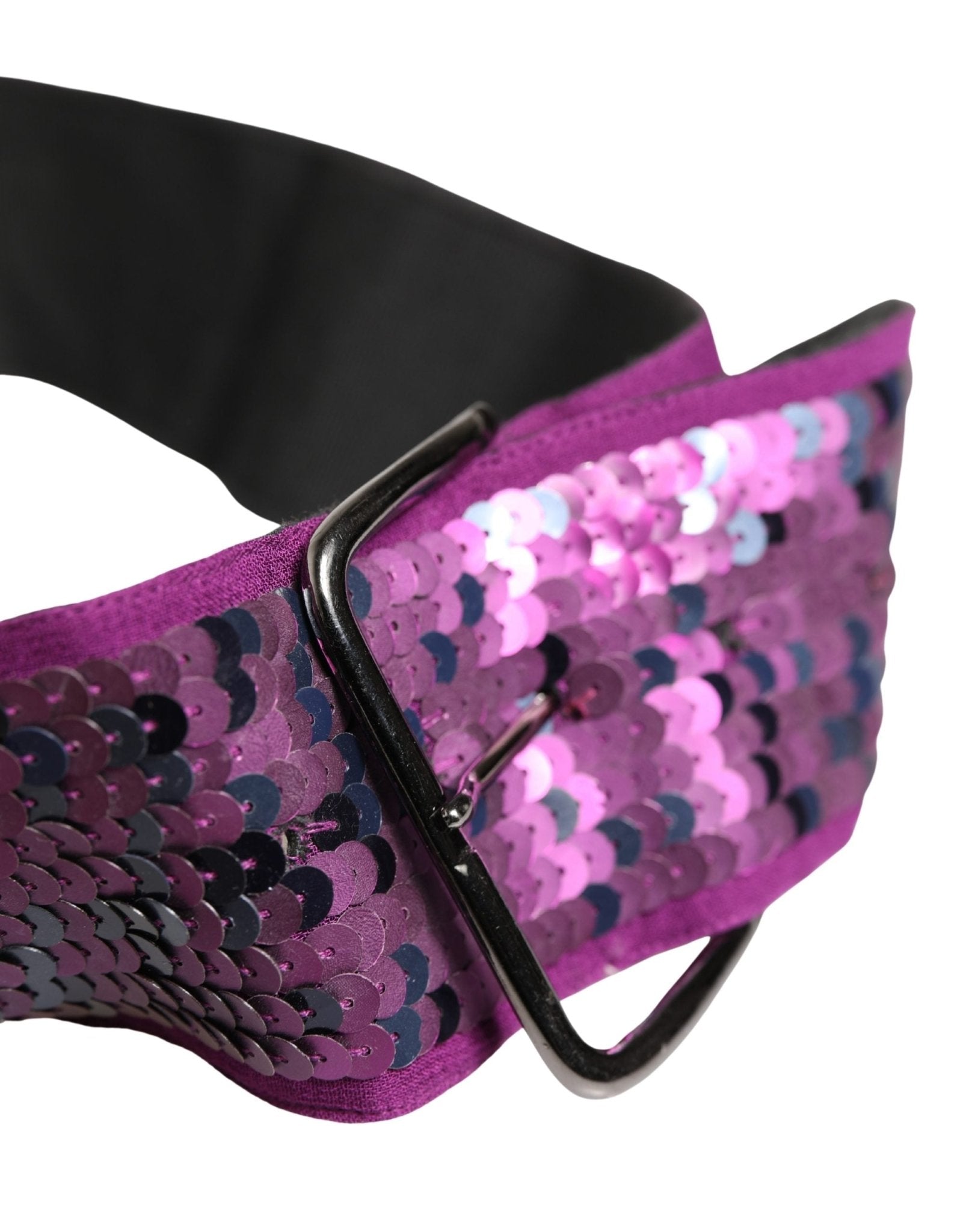 GF Ferre Women Purple Sequined Silver Metal Buckle Belt - RIMODA