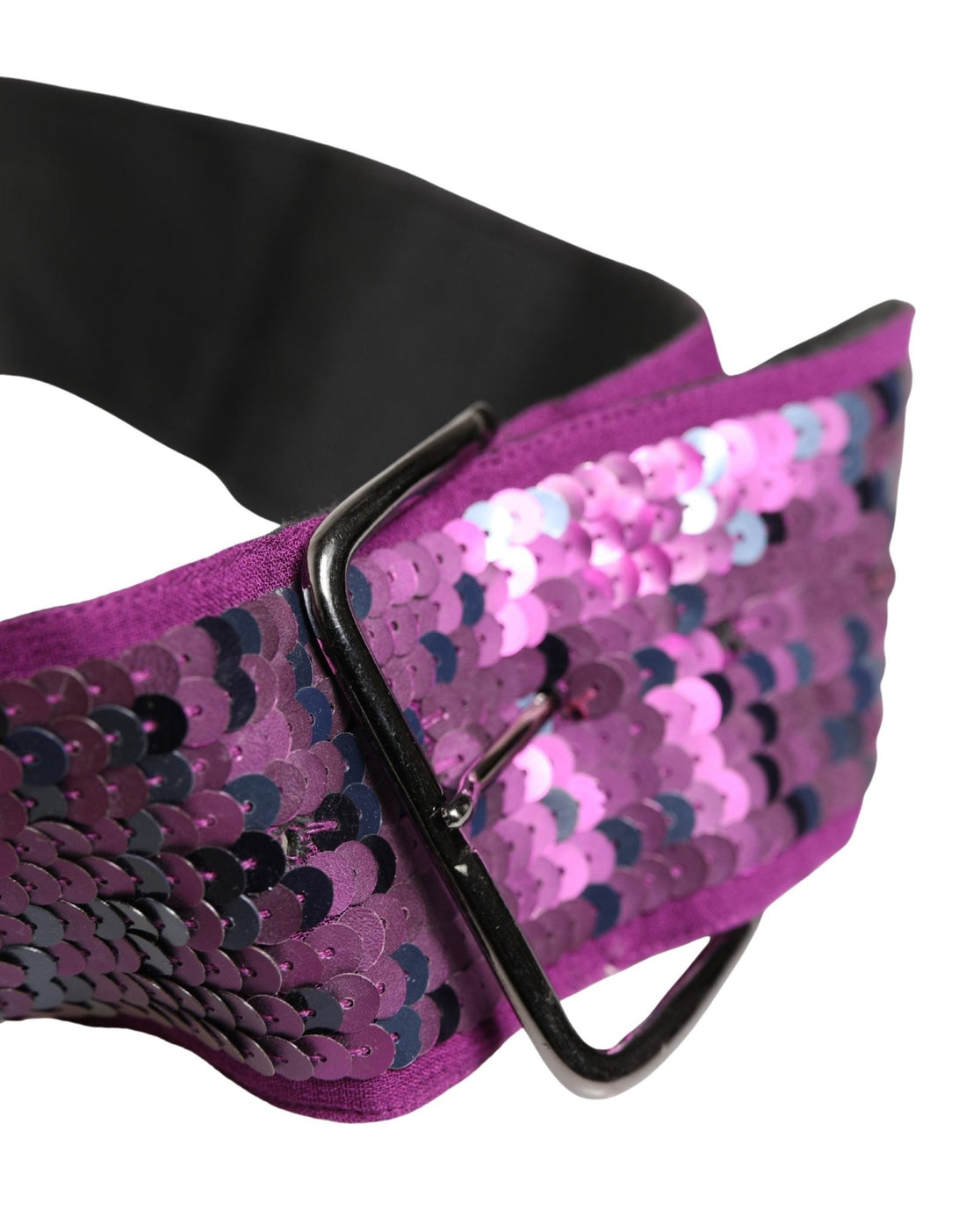GF Ferre Women Purple Sequined Silver Metal Buckle Belt - RIMODA
