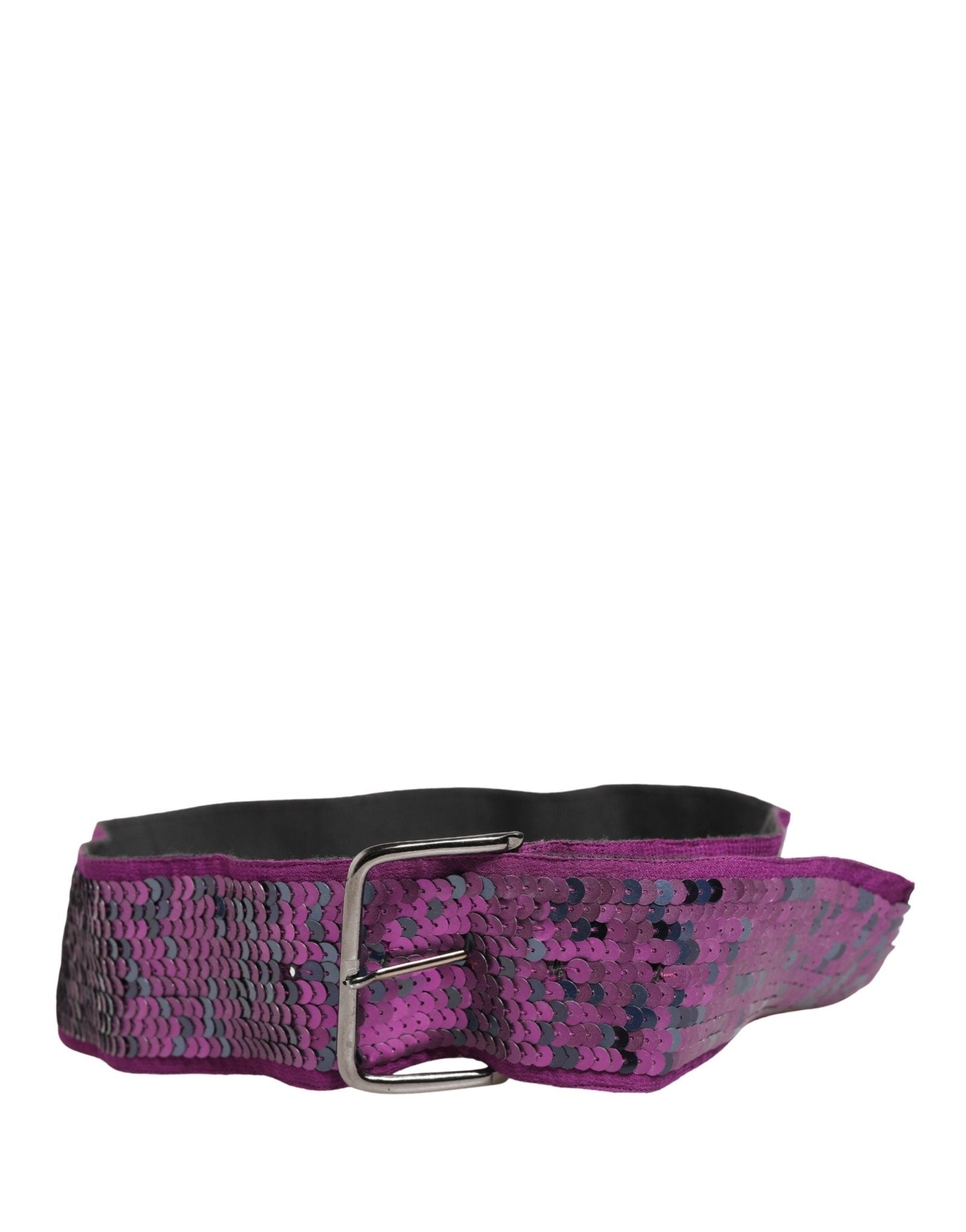 GF Ferre Women Purple Sequined Silver Metal Buckle Belt - RIMODA