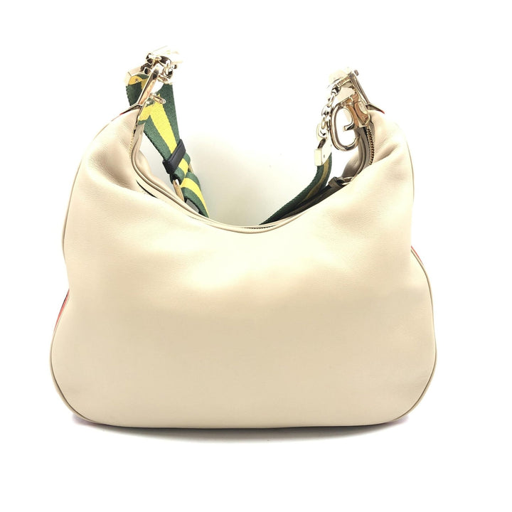 Gucci Aria Calfskin Web Large Attache Shoulder Bag Beige - RIMODA