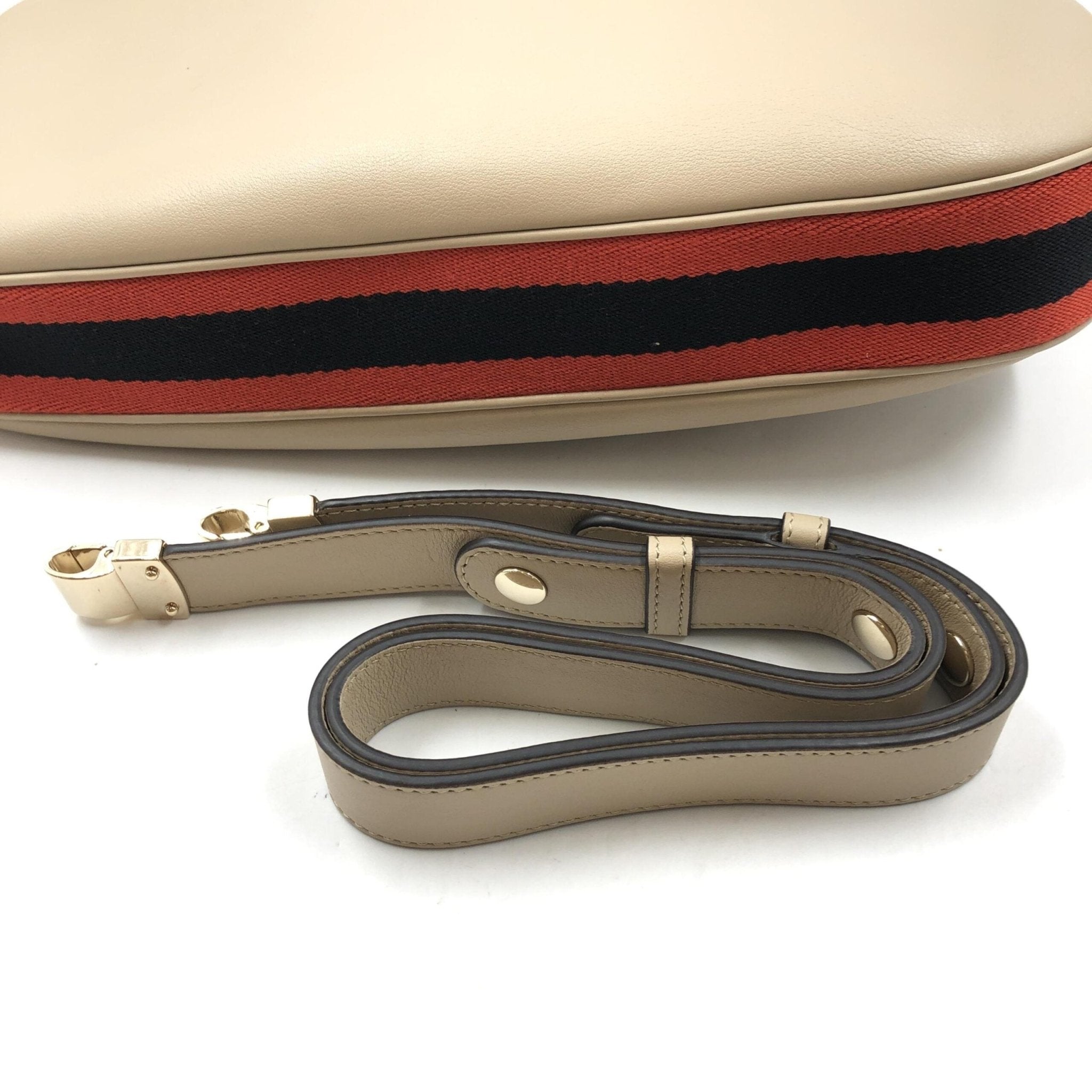Gucci Aria Calfskin Web Large Attache Shoulder Bag Beige - RIMODA