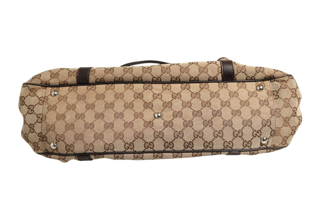 Gucci Beige and Black Canvas Twins Medium Tote Bag - RIMODA