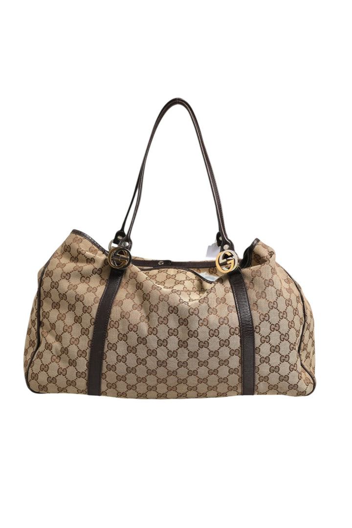 Gucci Beige and Black Canvas Twins Medium Tote Bag - RIMODA
