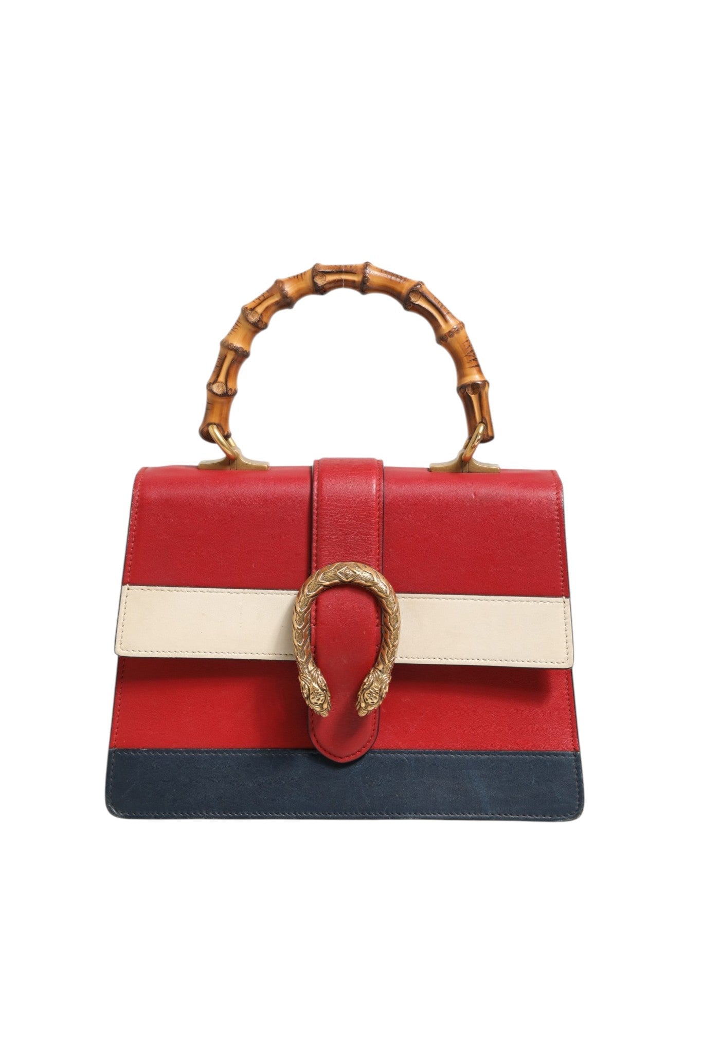 Gucci Dionysus Bamboo Medium Top Handle Bag White Blue Red - RIMODA