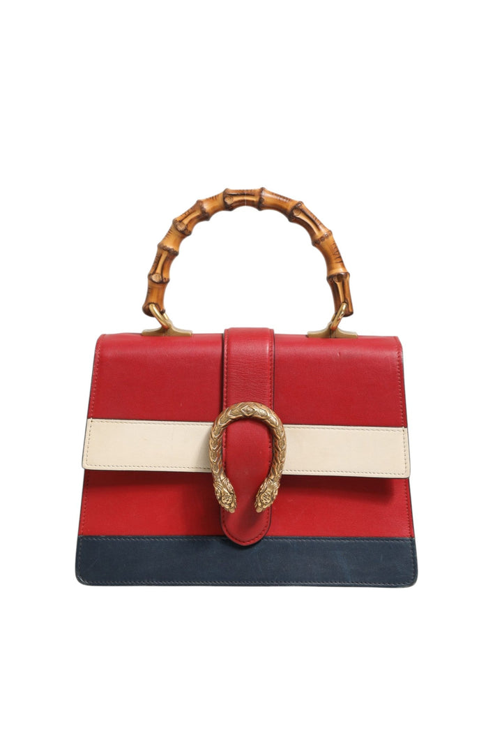 Gucci Dionysus Bamboo Medium Top Handle Bag White Blue Red - RIMODA