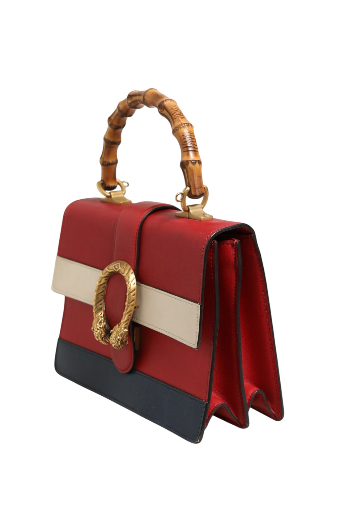 Gucci Dionysus Bamboo Medium Top Handle Bag White Blue Red - RIMODA