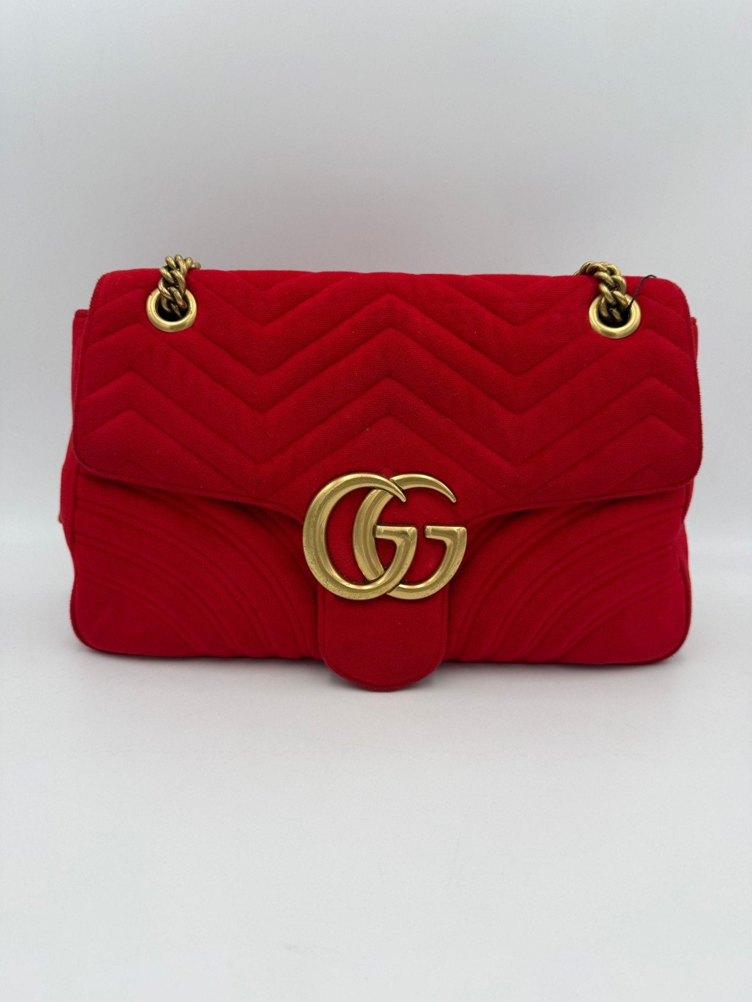 Gucci GUCCI MARMONT Red Velvet Handbag - RIMODA
