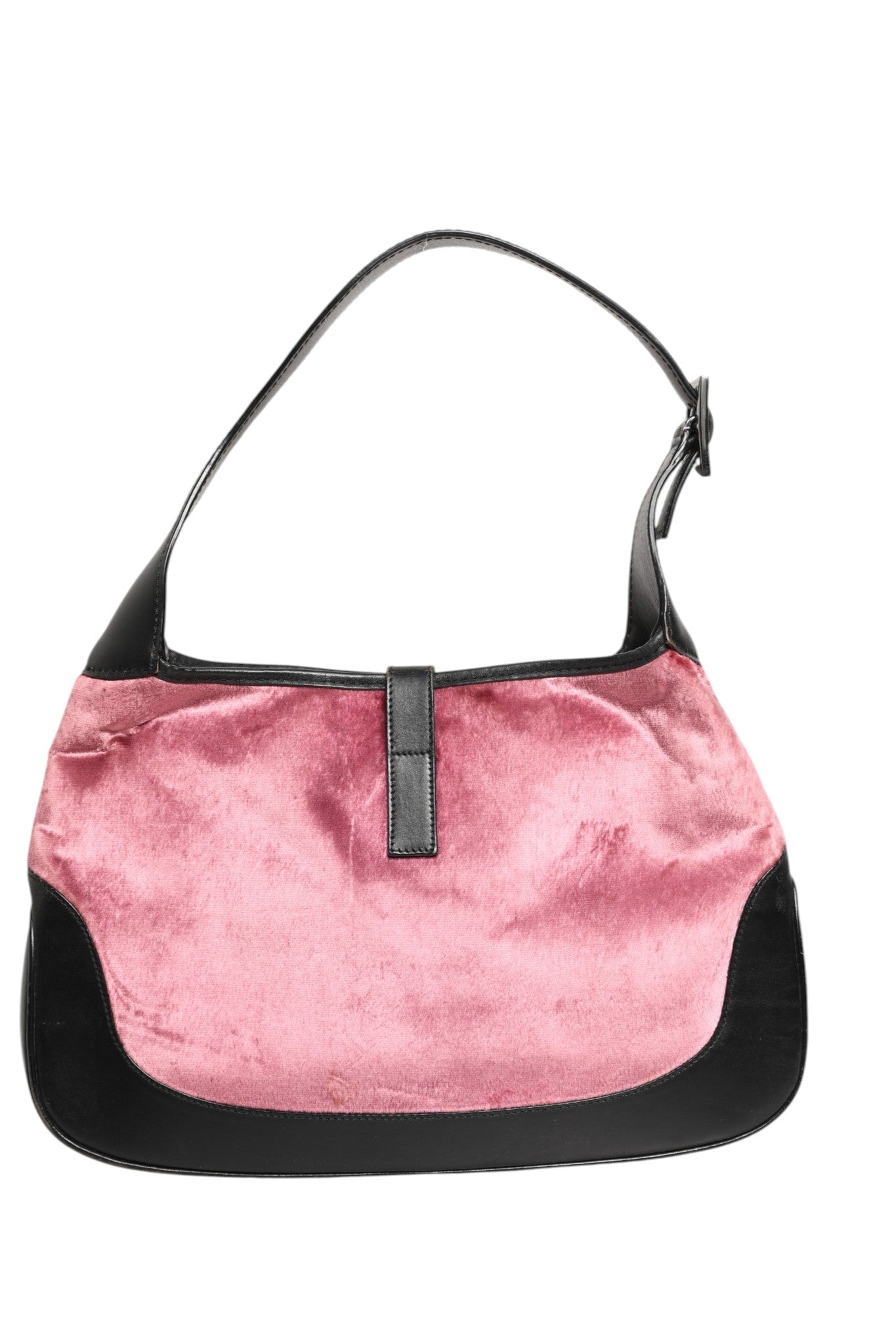 Gucci Jackie Pink Velvet And Black Leather Shoulder Bag - RIMODA