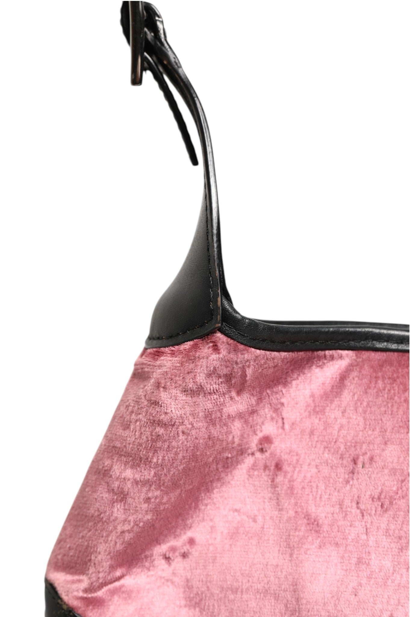 Gucci Jackie Pink Velvet And Black Leather Shoulder Bag - RIMODA
