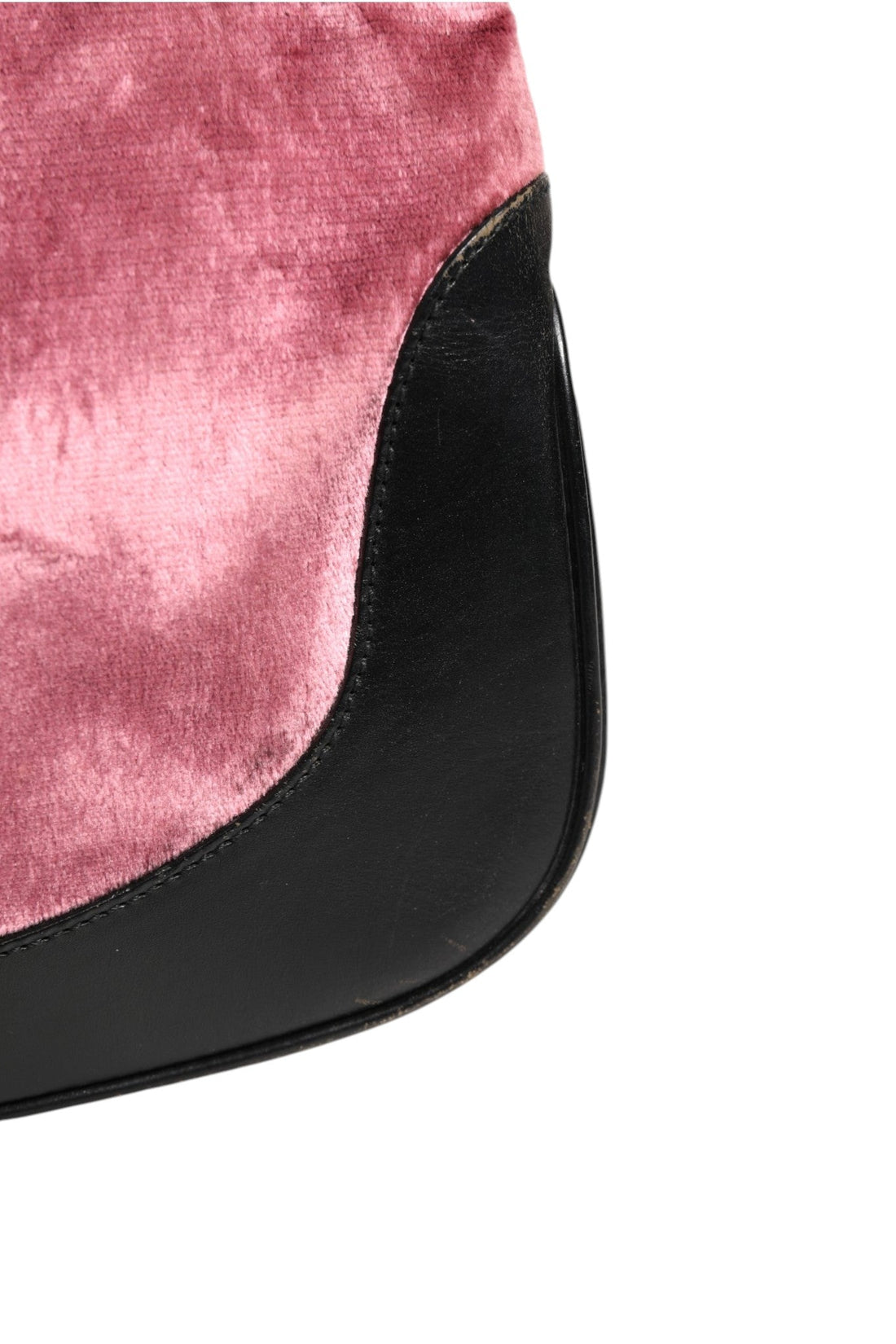 Gucci Jackie Pink Velvet And Black Leather Shoulder Bag - RIMODA