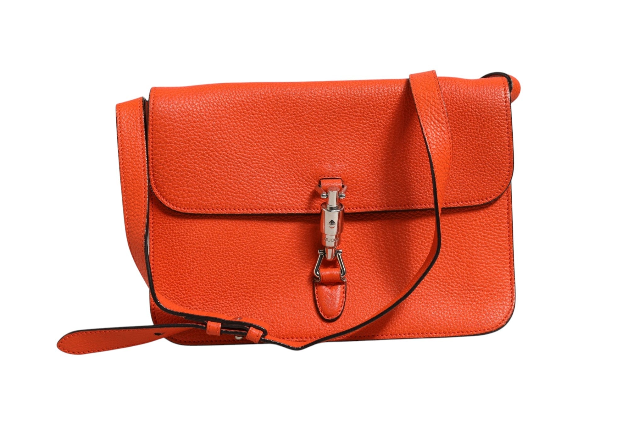 Gucci Jackie Soft Flap Shoulder Bag Leather Orange - RIMODA