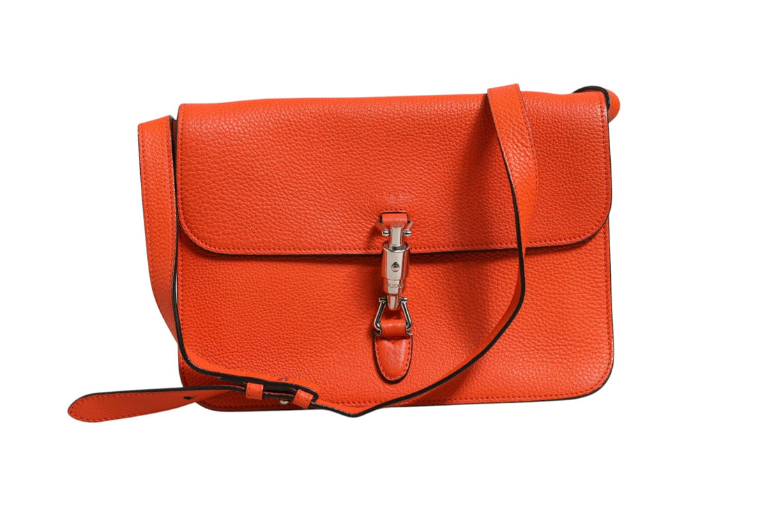 Gucci Jackie Soft Flap Shoulder Bag Leather Orange - RIMODA