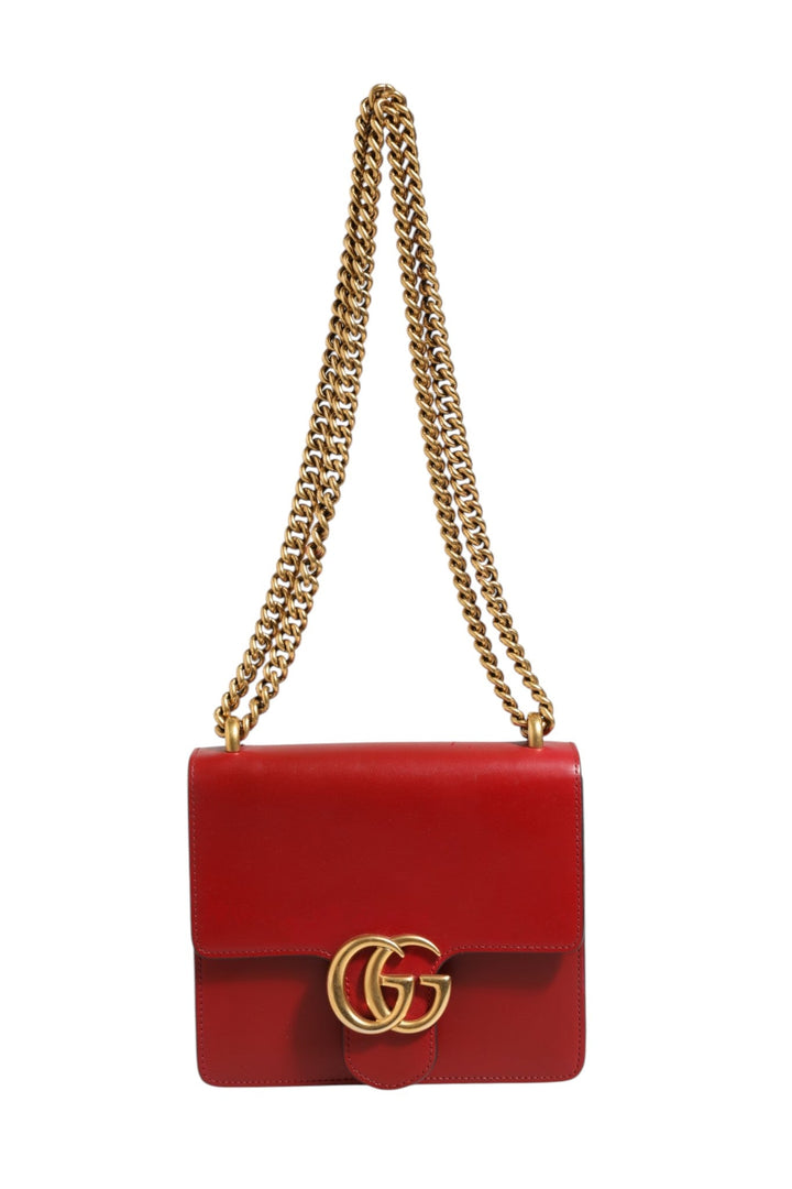 Gucci Marmont small shoulder bag in Rosso Ancora red leather - RIMODA