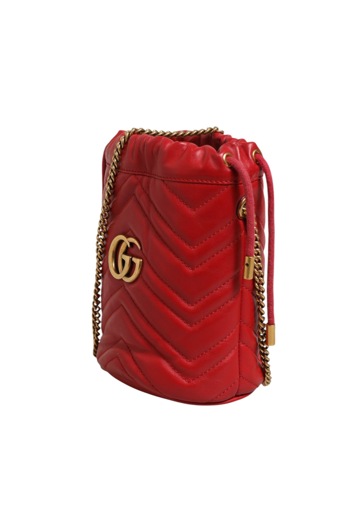 Gucci Red Chevron - quilted Calfskin Leather GG Marmont Bucket Bag - RIMODA