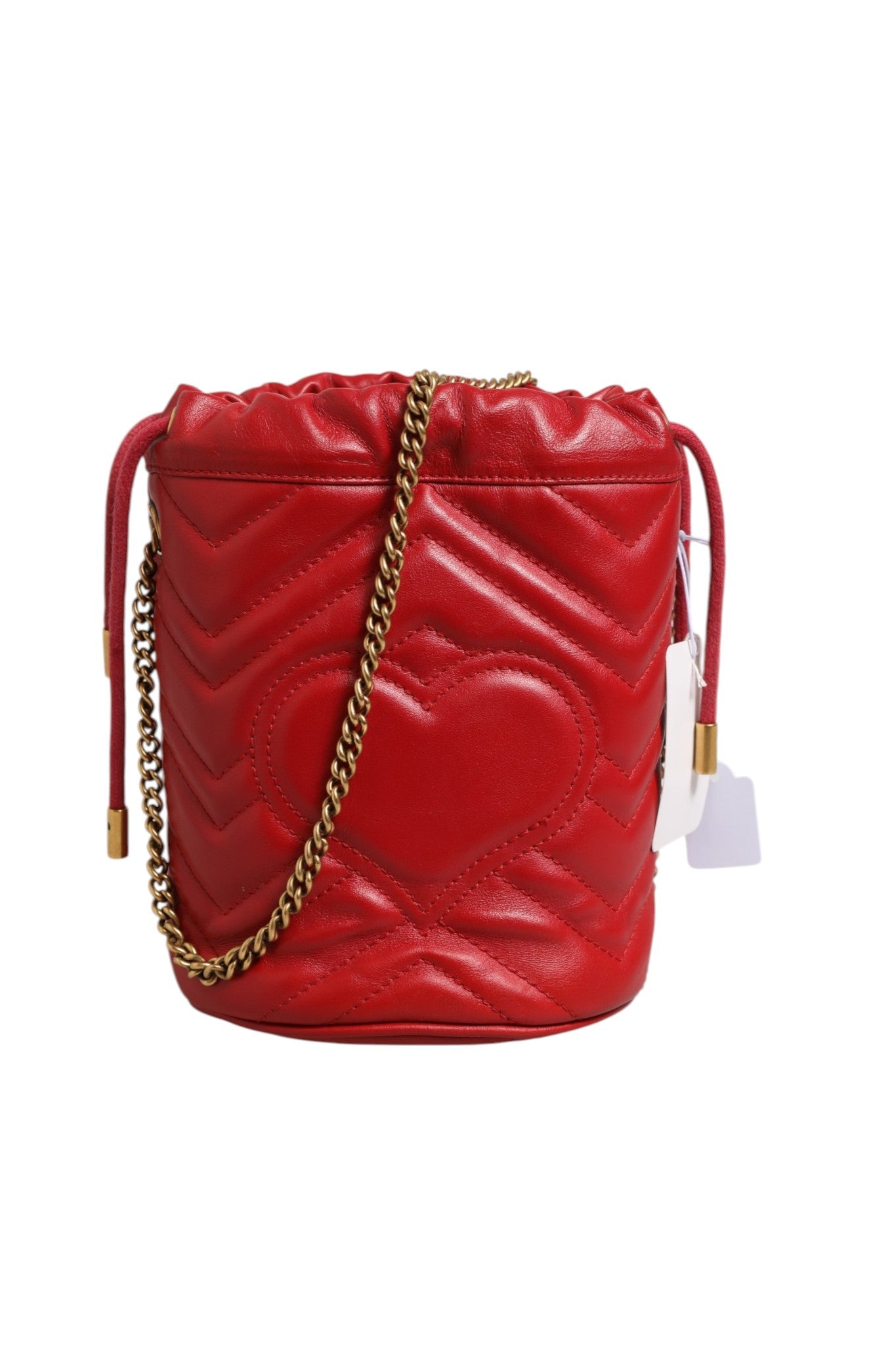 Gucci Red Chevron - quilted Calfskin Leather GG Marmont Bucket Bag - RIMODA