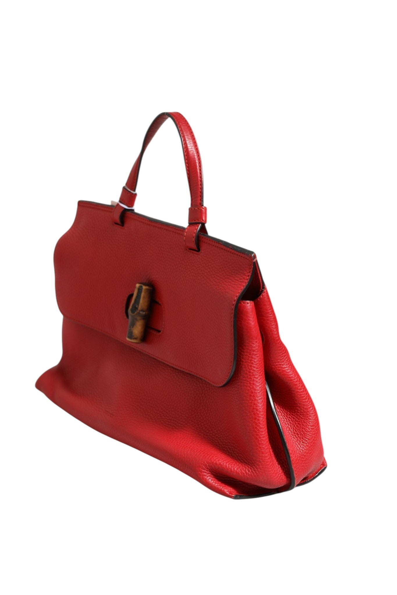 Gucci Red Leather Bamboo Daily Tote Crossbody Bag - RIMODA