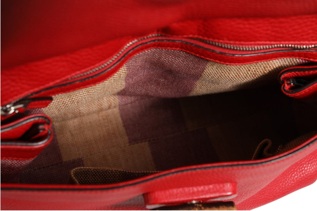 Gucci Red Leather Bamboo Daily Tote Crossbody Bag - RIMODA
