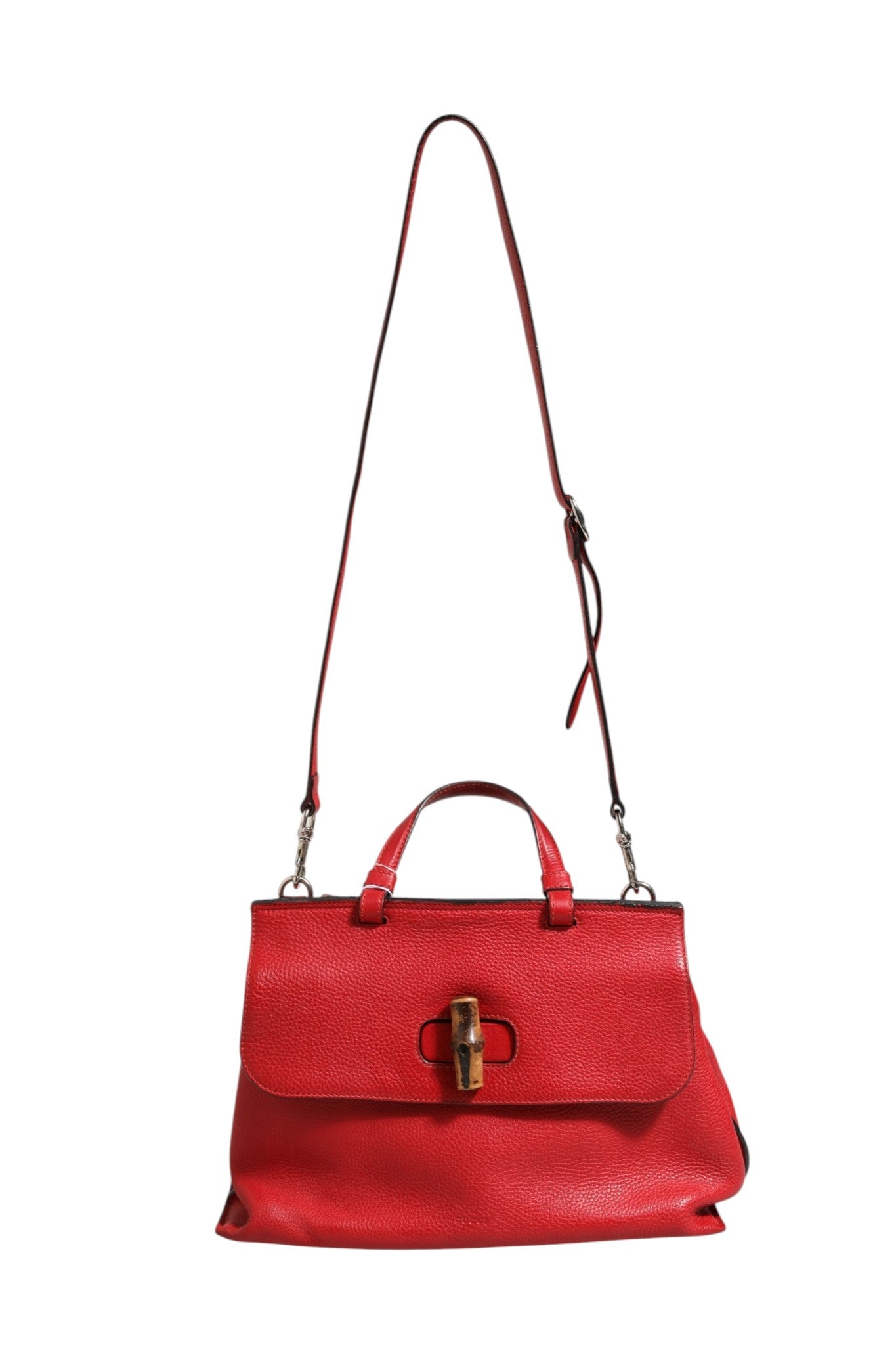 Gucci Red Leather Bamboo Daily Tote Crossbody Bag - RIMODA